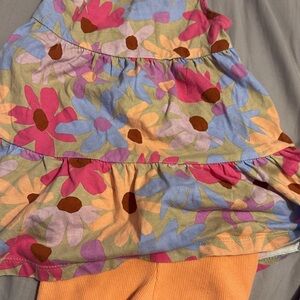 Floral Sleeveless Dress with Orange Bottoms